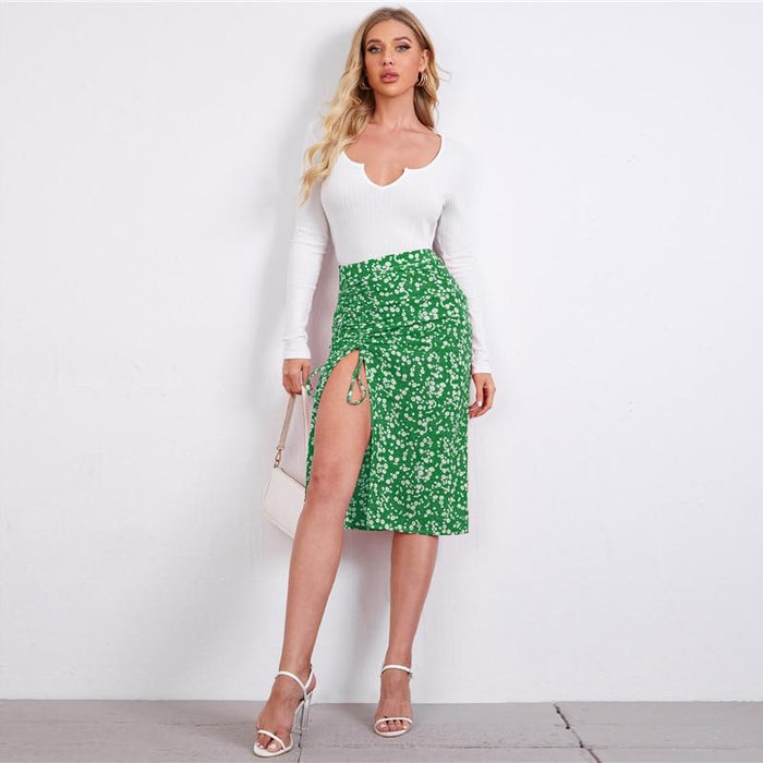 Brianna Calico Midi Skirt