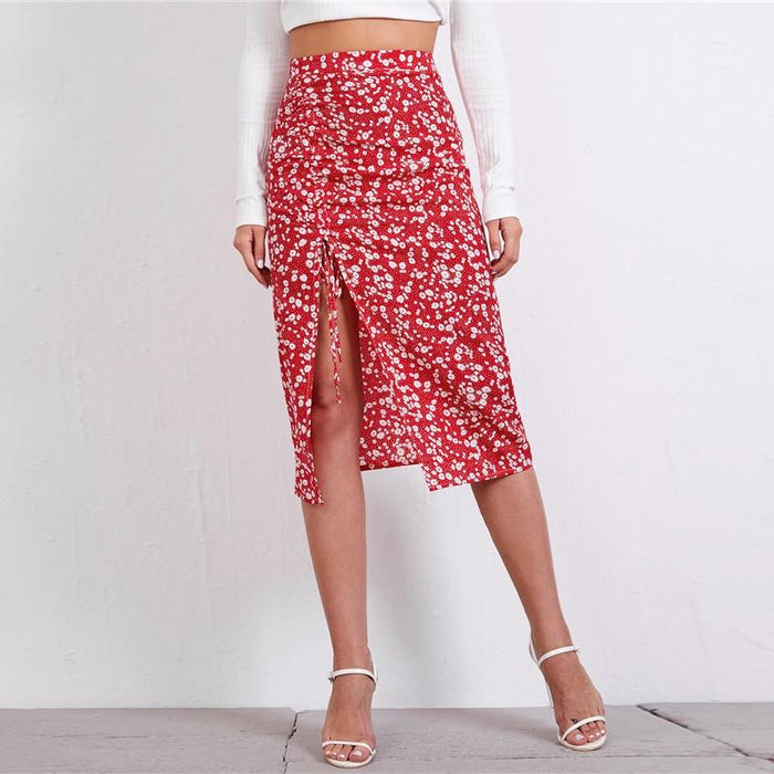 Brianna Calico Midi Skirt