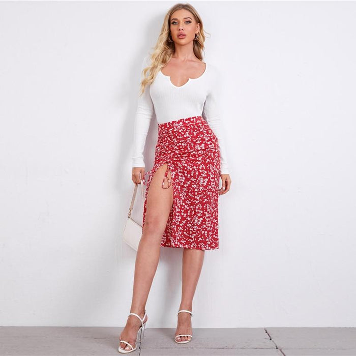 Brianna Calico Midi Skirt