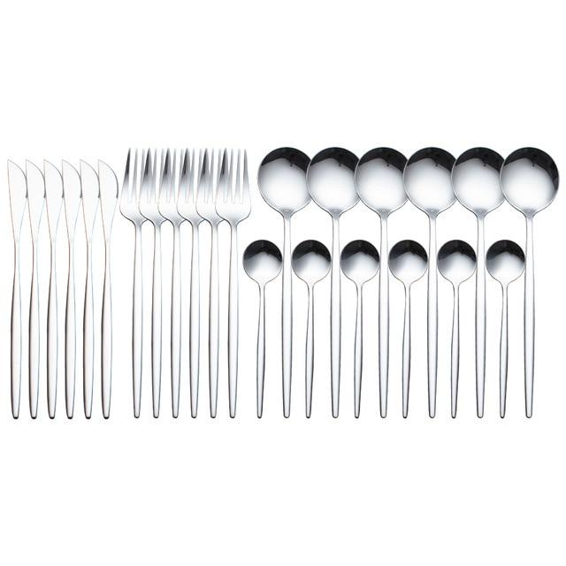 24 Piece Stainless Steel Silverware Set