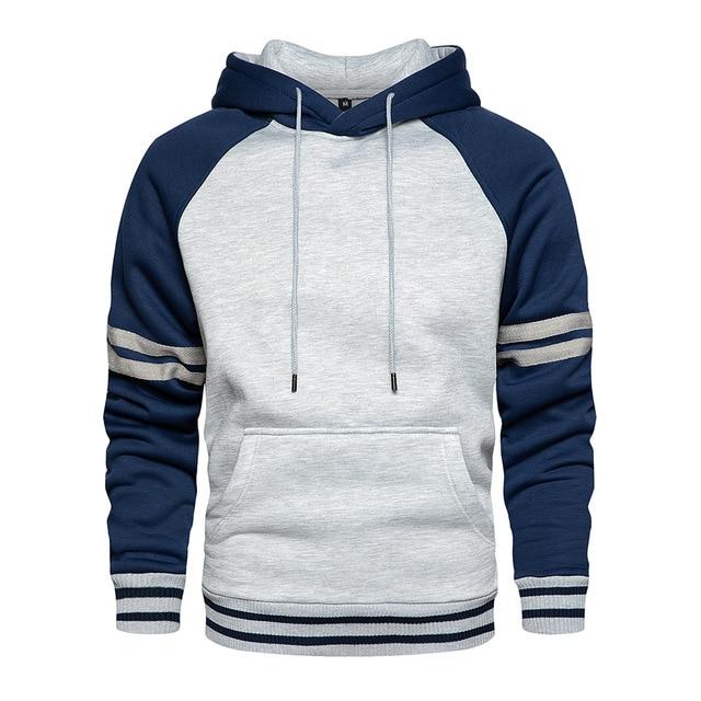 Navy Grey Stripe Casual Hoodie