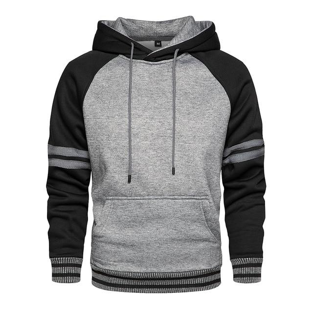 Black Grey Casual Hoodie