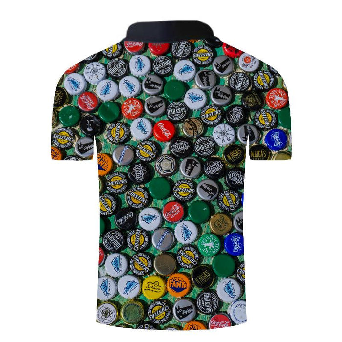 Reginald Golf Cooltech Loud Drink Up Shirt (Bottle Caps Organized)