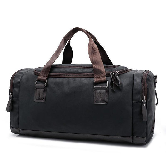 Men's Black Leather Duffel Bag