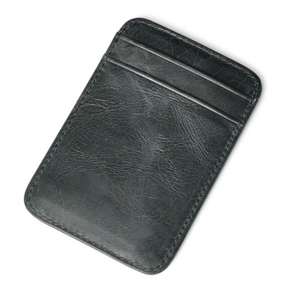 Men's Black Leather Marbled Leather Card Holder