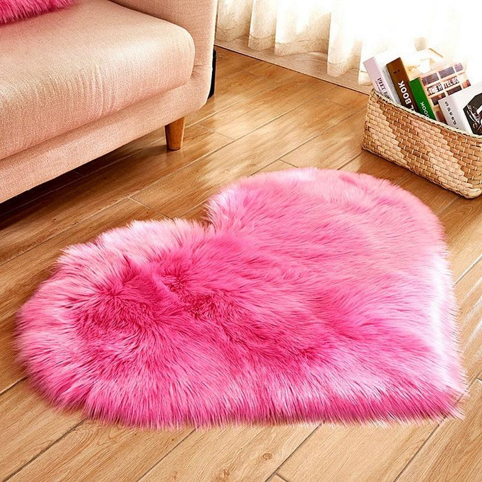 Pink Fluffy Heart Rug