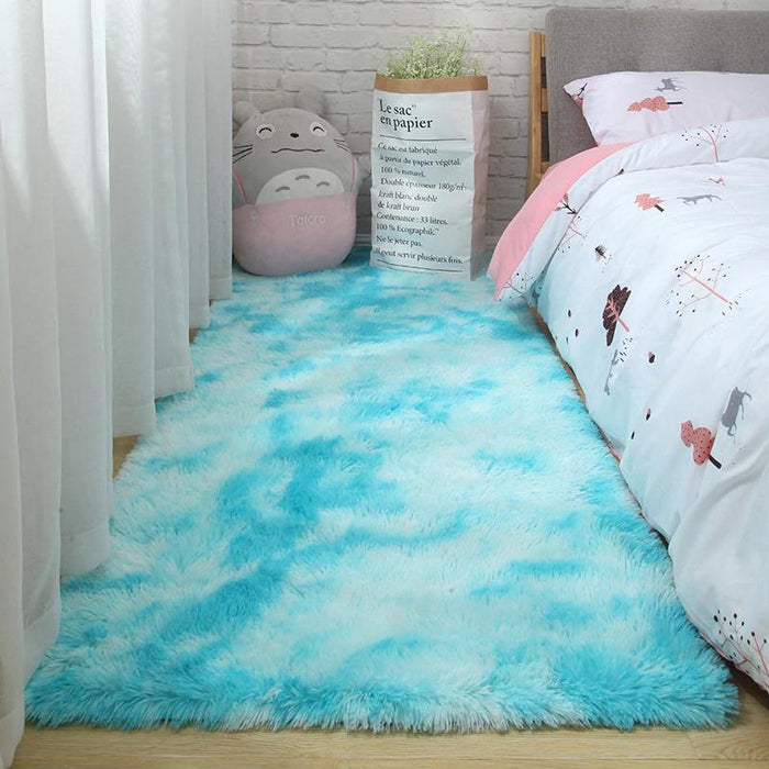 Light Blue Fluffy Area Rug