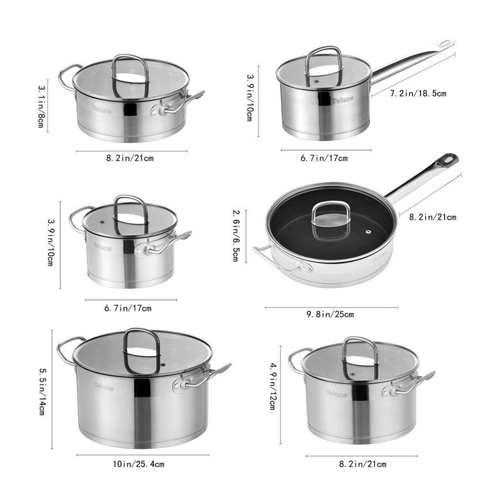 12 Piece Stainless Steel Cookware Set